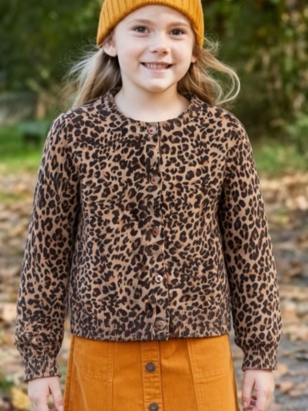 Girl’s Leopard Cardigan Sweater 7/8